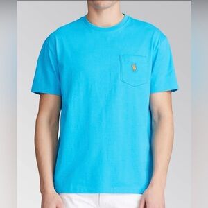 Polo by Ralph Lauren Short-Sleeve Pocket Tee in Turquoise Blue Size Large